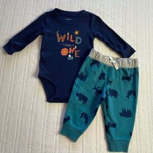 CARTER’S Boy’s 6M 2-Pc Wild One Jogger Set